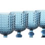 DKD Home Decor Set de 6 Copas de Cristal Azul 260ml Diamond Garbo 24