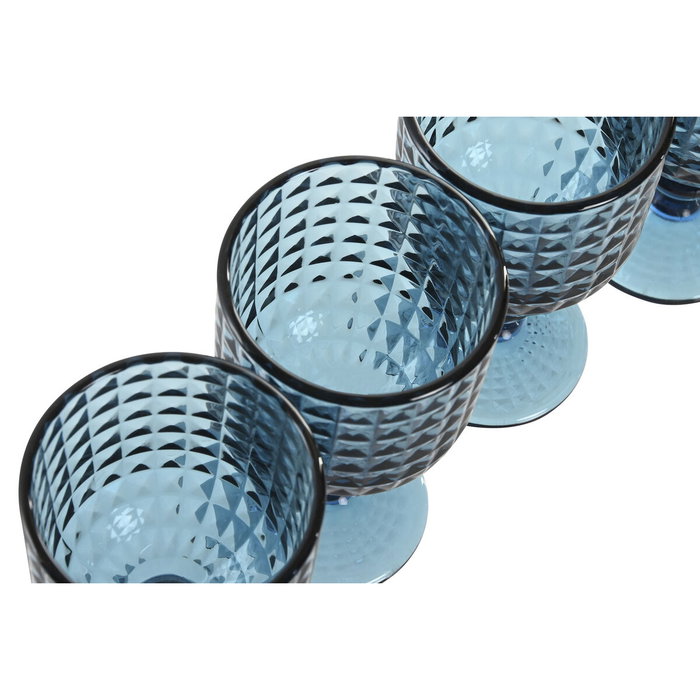 DKD Home Decor Set de 6 Copas de Cristal Azul 260ml Diamond Garbo 24 DKD Home Decor Set de 6 Copas de Cristal Azul 260ml Diamond Garbo 24