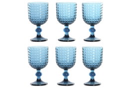 DKD Home Decor Set de 6 Copas de Cristal Azul 260ml Diamond Garbo 24
