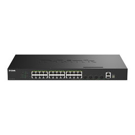 D-Link DGS-1530-28P/E - Switch Gigabit Gestionado L2 con PoE+, 24 Puertos RJ-45, 4 Ranuras SFP+, 10G, Montaje en Rack, 128 Gbit/s de Capacidad