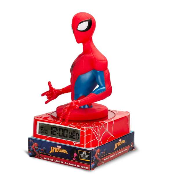 KIDS LICENSING Lámpara 3D con Despertador Spider-Man