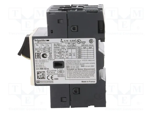 SCHNEIDER ELECTRIC GV2ME02 Interruptor motorizado 0,06kW 2,4A
