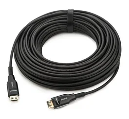 Kramer CLS-AOCH/60F Cable HDMI Óptico 4K 30m, 18Gbps, 60Hz, 4K@60Hz, HDR, ARC, Audio HD, Chapado Oro, Negro