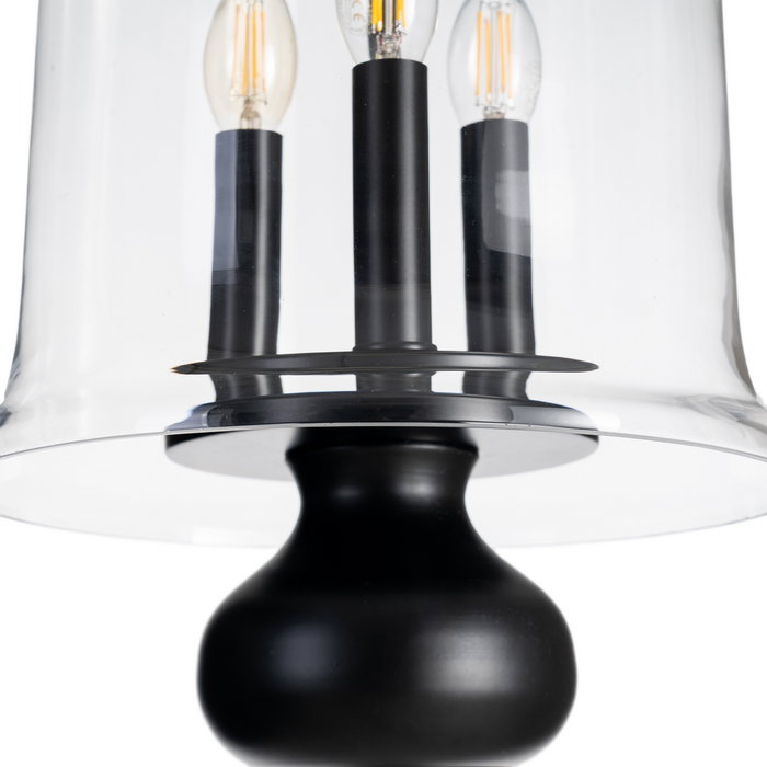 Lámpara Techo Negro Metal / Cristal 33 X 33 X 54 cm Lámpara Techo Negro Metal / Cristal 33 X 33 X 54 cm