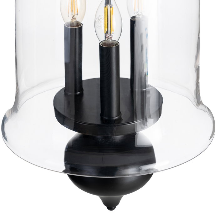 Lámpara Techo Negro Metal / Cristal 33 X 33 X 54 cm Lámpara Techo Negro Metal / Cristal 33 X 33 X 54 cm
