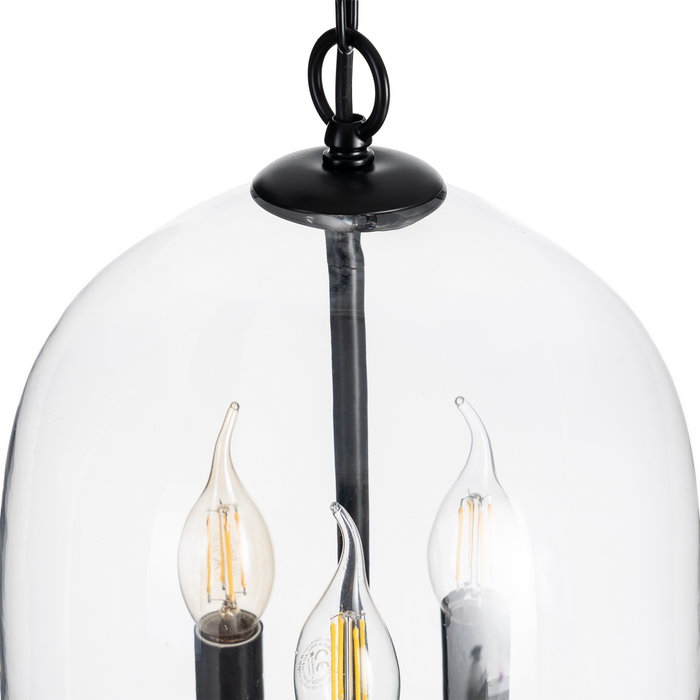 Lámpara Techo Negro Metal / Cristal 33 X 33 X 54 cm Lámpara Techo Negro Metal / Cristal 33 X 33 X 54 cm