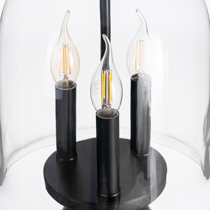 Lámpara Techo Negro Metal / Cristal 33 X 33 X 54 cm Lámpara Techo Negro Metal / Cristal 33 X 33 X 54 cm