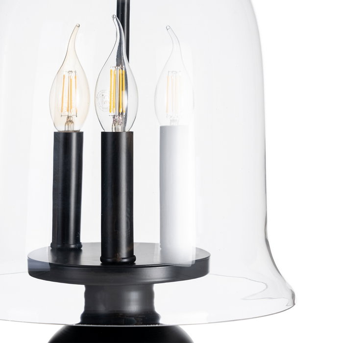 Lámpara Techo Negro Metal / Cristal 33 X 33 X 54 cm Lámpara Techo Negro Metal / Cristal 33 X 33 X 54 cm