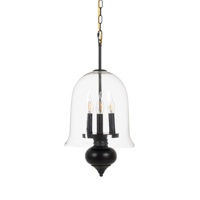 Ixia Lámpara de Techo Negro de Metal y Cristal 33 x 33 x 54 cm