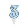 Party Time Vela Aniversario Numeral 3 Círculos y Estrellas para Tarta 9,5 cm