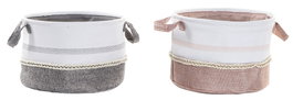 DKD Home Decor Surtido de 2 Cestas para la Ropa en Rosa Palo y Gris