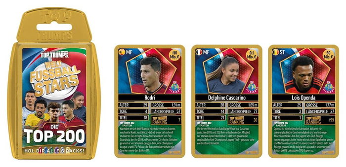 Winning Moves World Football Stars Juego de cartas 200 Pack Edición Alemana