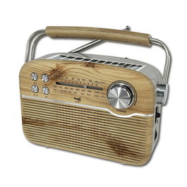 SAMI Radio Vintage 3 bandas - Funciona con AC, Pilas, Solar y Batería