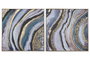 DKD Home Decor Cuadro Lienzo Moderno 3D Azul y Dorado Pack de 2