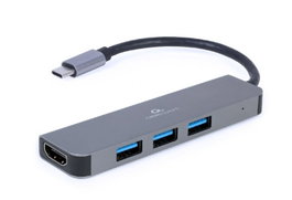 GEMBIRD Adaptador multipuerto Tipo C a HDMI 4K con 3 puertos USB para portatiles con puerto Tipo C