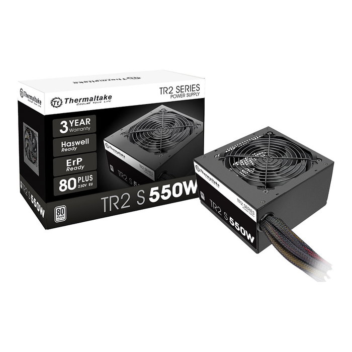 Thermaltake TR2 S 550W - Fuente de Alimentación ATX 80 PLUS certificada, 550 W, Negro, Cableado No Modular, Conectores: 20+4 pin, 4x SATA, 2x PCIe (6+2 pin), Ventilador de 12 cm