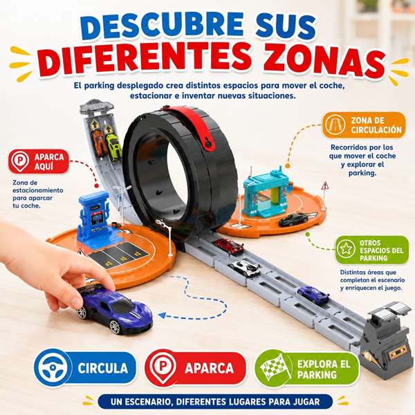 JugaToys Parking en forma de rueda con 1 coche