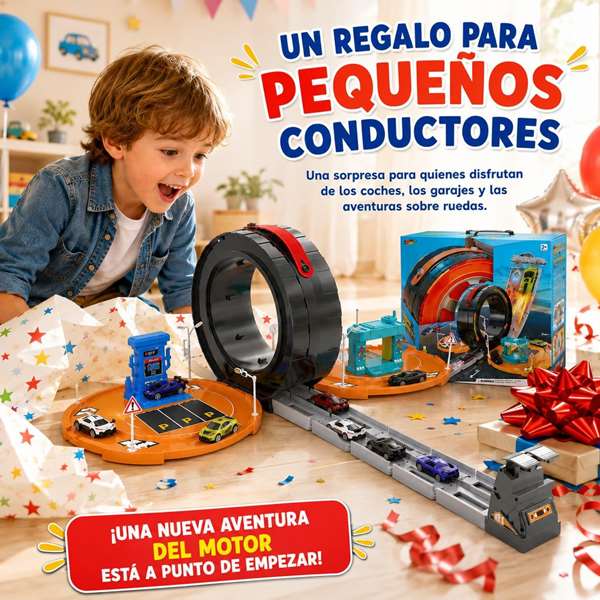 JugaToys Parking en forma de rueda con 1 coche