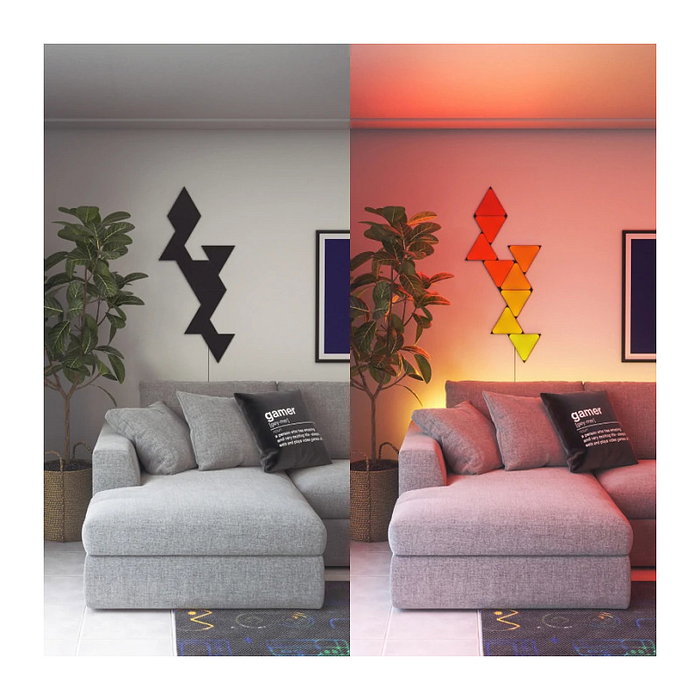 Nanoleaf Shapes Mini Triangles Ultra Black Expansion 10 PK, Paneles Inteligentes LED WiFi, 10 Piezas, Compatible con Alexa, Google Home y Apple HomeKit