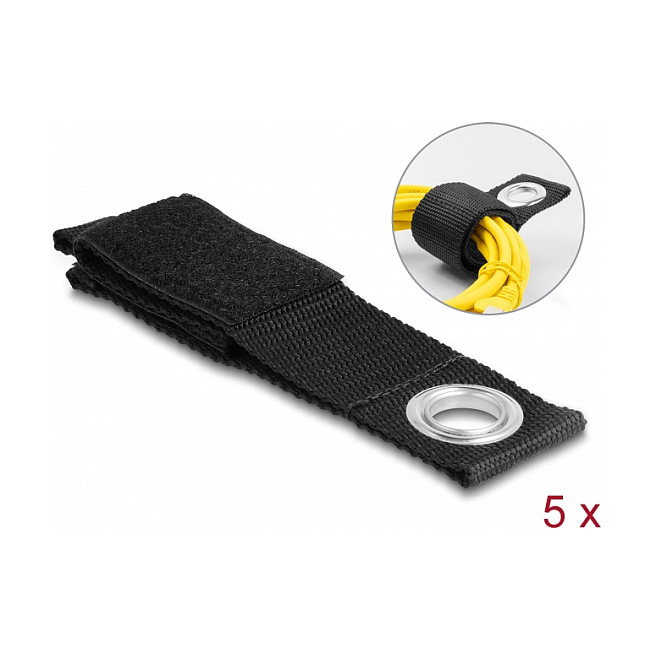 DeLOCK Correa de gancho y bucle con ojal 260 x 38 mm negro, 5 piezas DeLOCK Correa de gancho y bucle con ojal 260 x 38 mm negro, 5 piezas