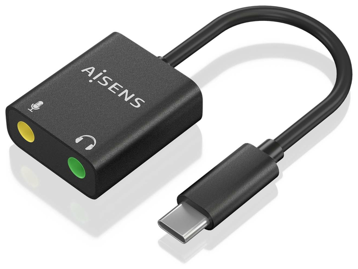 Aisens Conversor USB-C a 2x Jack 3.5 mm Negro A109-0767