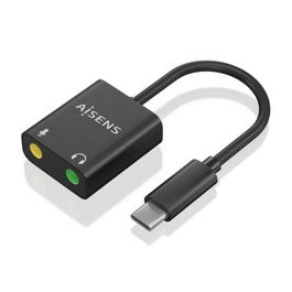 Aisens Conversor USB-C a Jack 3.5 Audio 48KHz, USB-C-M-2Xjack 3.5-H, Negro