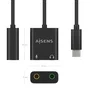 Aisens Conversor USB-C a 2x Jack 3.5 mm Negro