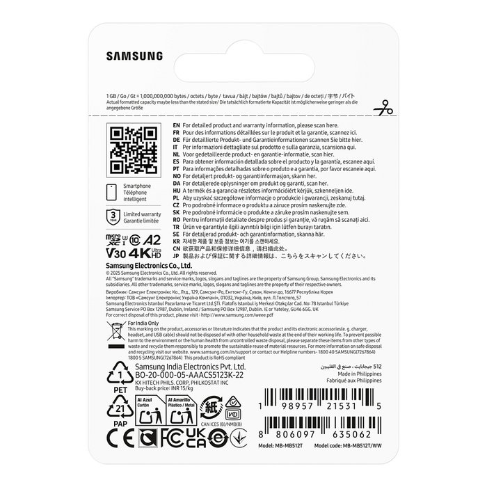 Samsung MB-MB512T/WW MicroSDXC T7 de 512 GB