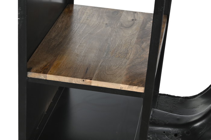 DKD Home Decor Mesa de Hierro y Mango con Diseño de Moto Desgastado Negro