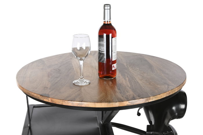 DKD Home Decor Mesa de Hierro y Mango con Diseño de Moto Desgastado Negro