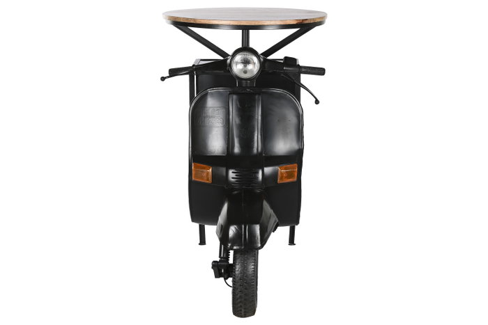 DKD Home Decor Mesa de Hierro y Mango con Diseño de Moto Desgastado Negro
