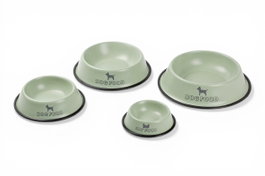 DKD Home Decor Set de 4 Comederos Metal y Goma Verde Menta