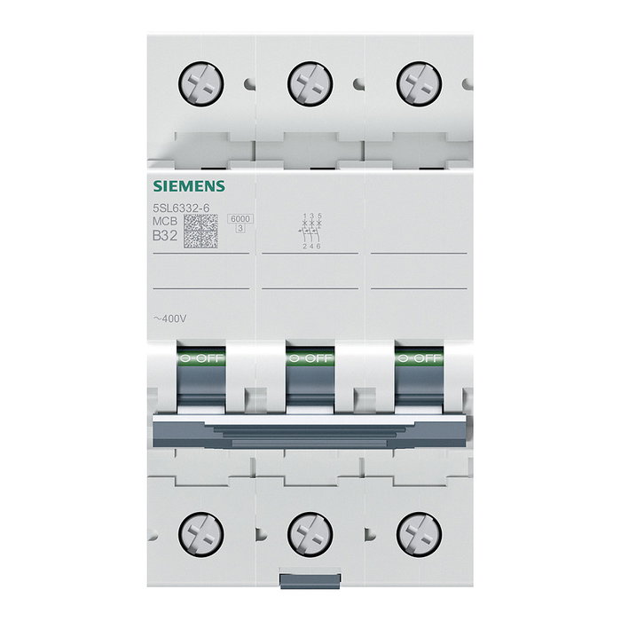 Siemens 5SL6332-6 Disyuntor en miniatura 3P 32A 400V Tipo B Siemens 5SL6332-6 Disyuntor en miniatura 3P 32A 400V Tipo B