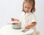 KioKids Set Cubiertos Infantiles de Acero Inoxidable 304 y Silicona Gris | Para Niños +6 Meses | 14 cm | Compatible Lavavajillas