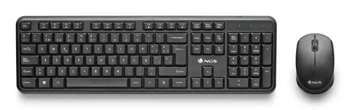 NGS Kit Teclado y Ratón Inalámbrico RF QWERTY Español Negro con 12 Teclas Multimedia, Teclas Silenciosas y Ratón Óptico 1200 DPI - HARMONY KIT