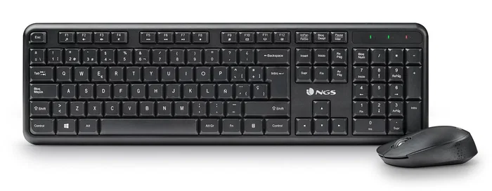 NGS Kit Teclado y Ratón Inalámbrico RF QWERTY Español Negro con 12 Teclas Multimedia, Teclas Silenciosas y Ratón Óptico 1200 DPI - HARMONY KIT