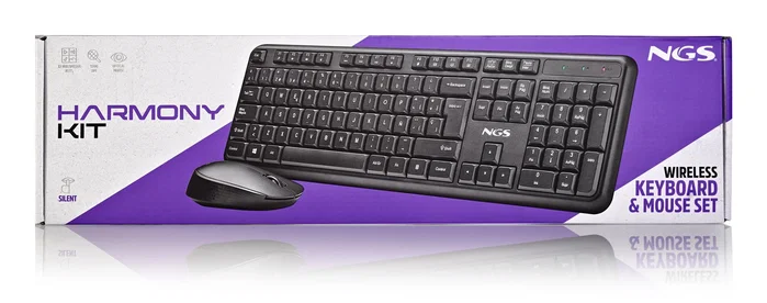 NGS Harmony Kit Combo de Teclado y Ratón Inalámbrico Español Negro