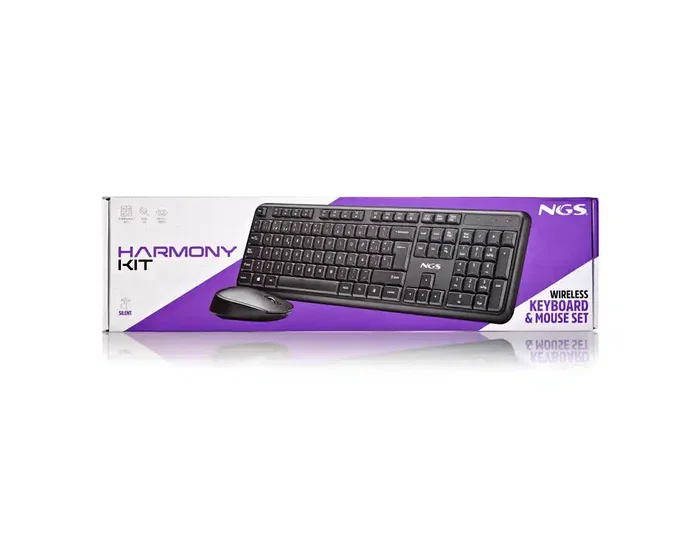 NGS Harmony Kit Teclado y Ratón Inalámbrico Silencioso Negro