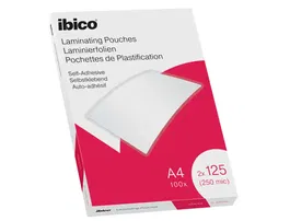 Ibico Bolsa de plastificar Din A4 2x125 mc autoadhesiva, Caja de 100 unidades