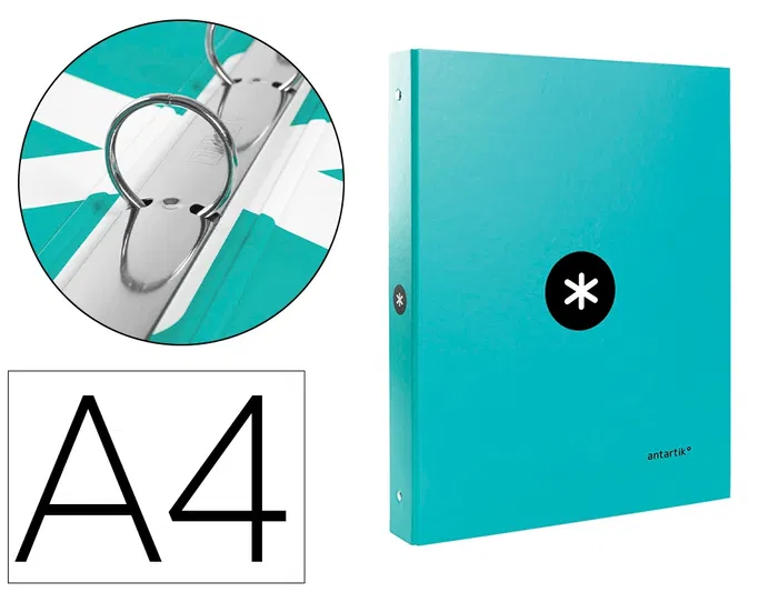 Antartik Carpeta de Anillas A4 Forrada 4 Anillas 25 mm Redondas Color Menta Antartik Carpeta de Anillas A4 Forrada 4 Anillas 25 mm Redondas Color Menta