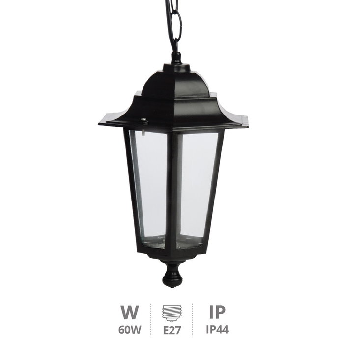 GSC Evolution Farol de jardín colgante Serie Alma E27 Negro GSC Evolution Farol de jardín colgante Serie Alma E27 Negro