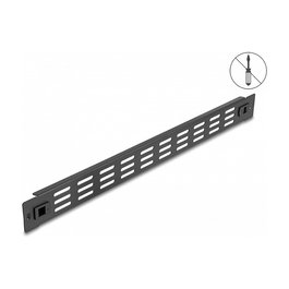 DeLOCK Panel de Gabinete de Red 19 Pulgadas 1U Negro con Ranuras de Ventilación y Montaje sin Herramientas - Panel Ciego de Relleno para Rack