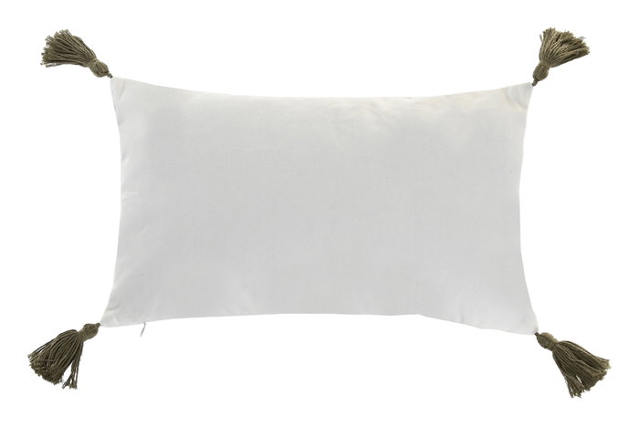DKD Home Decor Cojín de Poliéster Blanco con Aplicaciones 50x30 cm