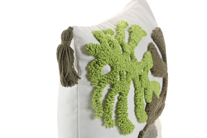 DKD Home Decor Cojín de Poliéster Blanco con Aplicaciones 50x30 cm