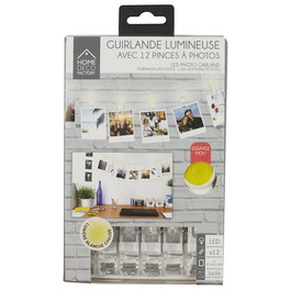 Home Deco Factory Guirnalda Led Con 12 Pinzas, Luz Blanca Cálida y Fría, Ideal para Fotos y Mensajes