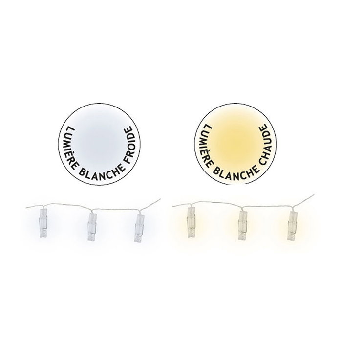 Home Deco Factory Guirnalda Led Con 12 Pinzas, Luz Blanca Cálida y Fría, Ideal para Fotos y Mensajes