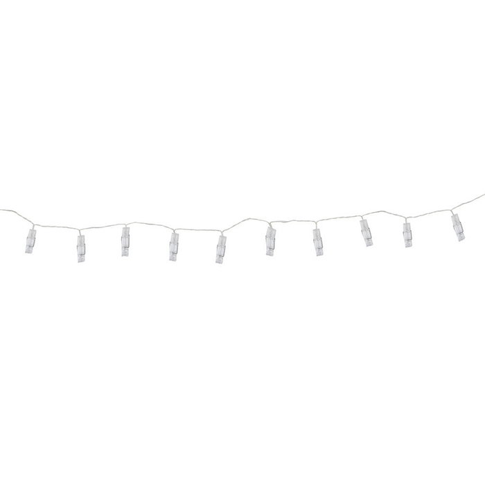 Home Deco Factory Guirnalda Led Con 12 Pinzas, Luz Blanca Cálida y Fría, Ideal para Fotos y Mensajes