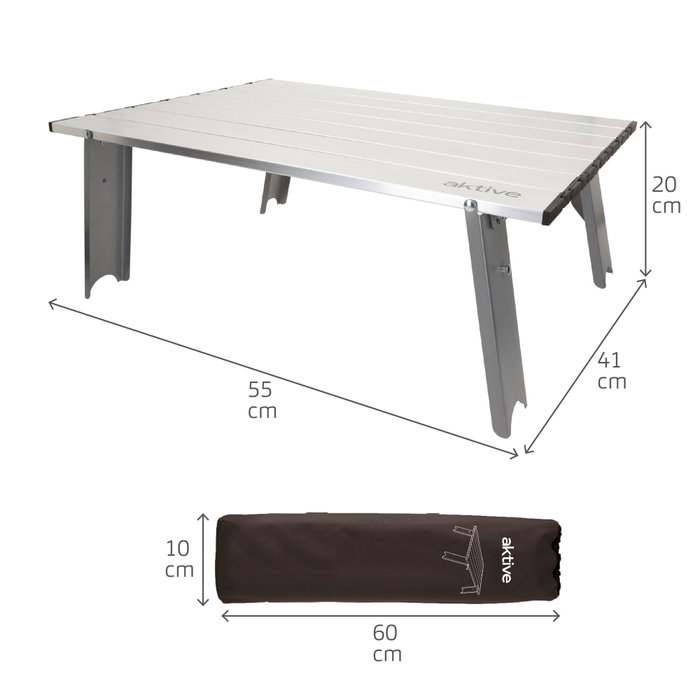 Aktive Mesa de camping plegable de aluminio 55x41x20 cm Aktive Mesa de camping plegable de aluminio 55x41x20 cm