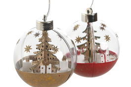 DKD Home Decor Decoracion Colgante Navidad Tradicional Rojo Dorado 8 x 8 x 8 cm (12 Unidades)