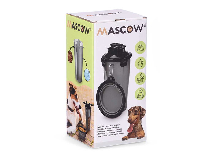 Mascow Set Botella Doble Comedero para Mascotas 11 x 23 x 11 cm Plástico y Aluminio (Set de 12)